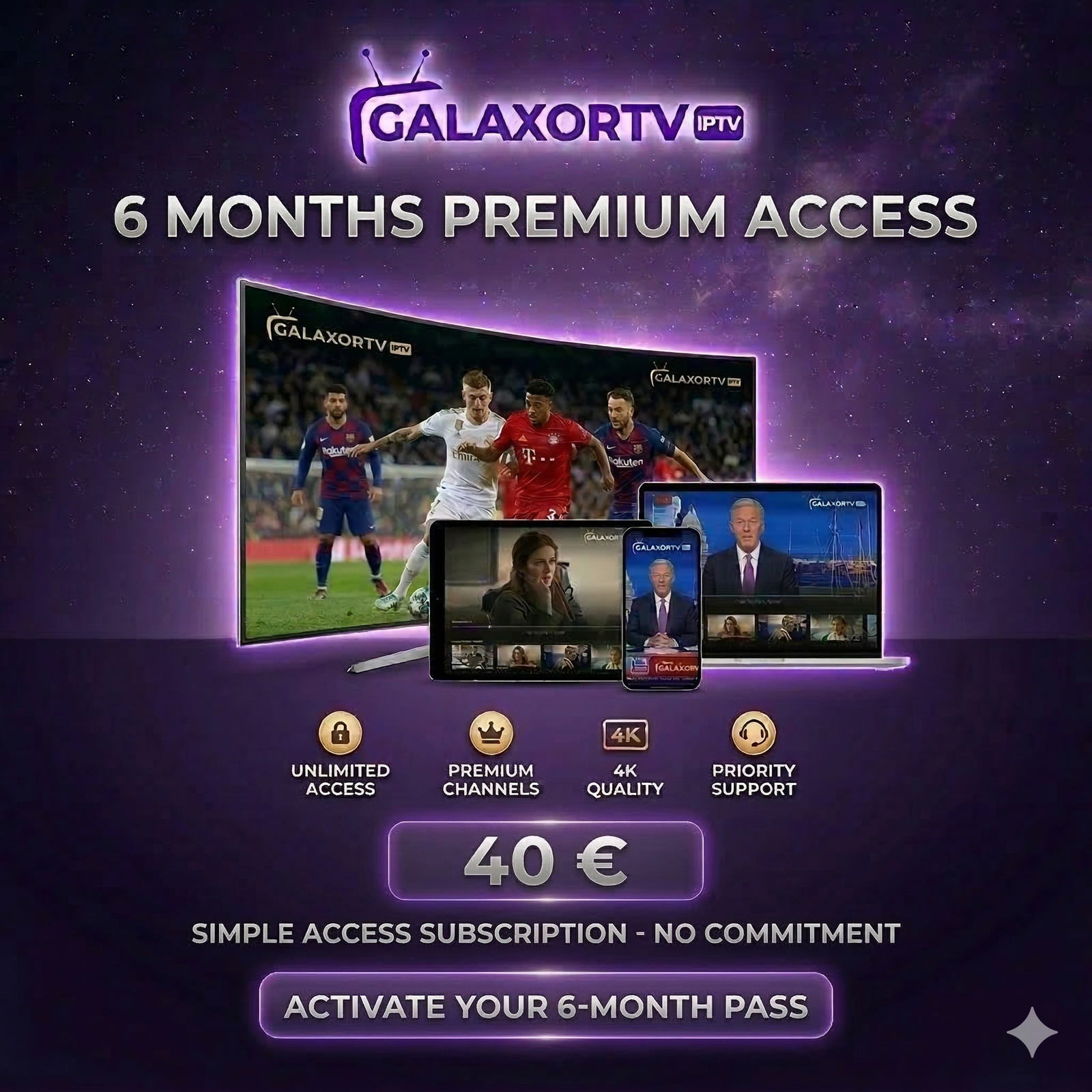 GALAXORTV Premium IPTV – 6 Months Subscription